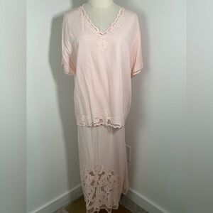 VTG 80s BALI EMERALD Lace Blouse and Skirt